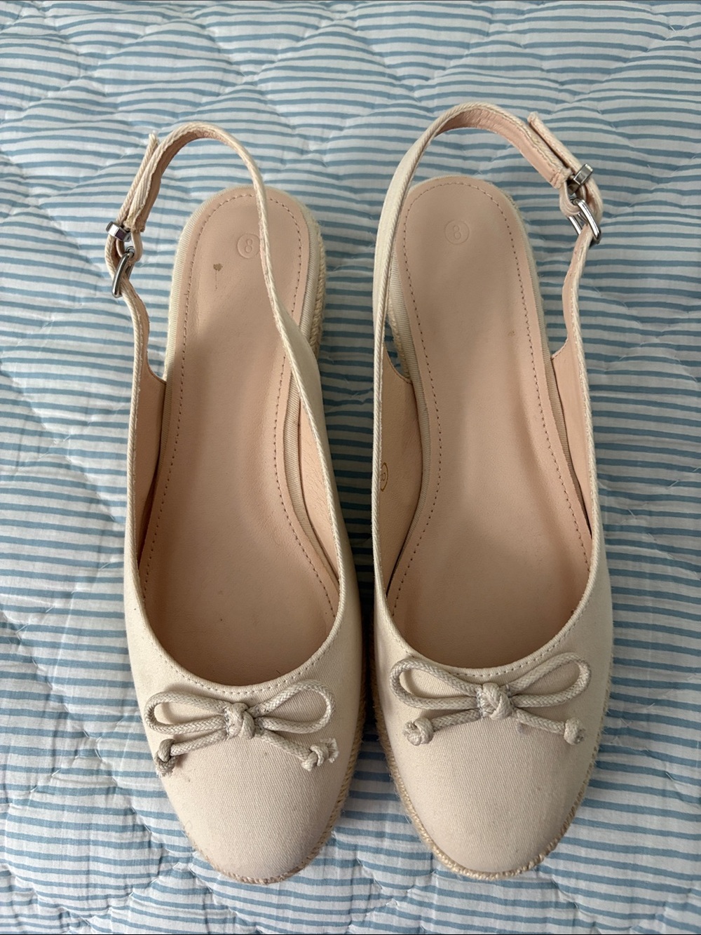 Amazon Cream Slingback Espadrille Mules with Bow Accent